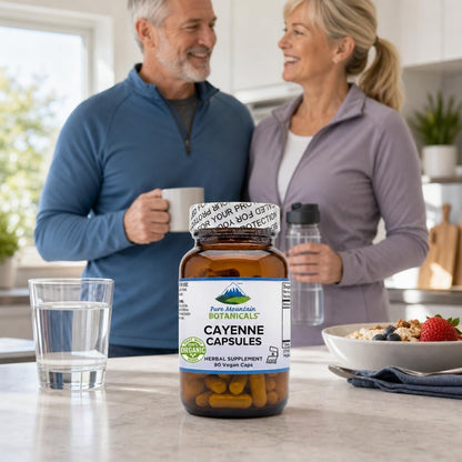 Pure Mountain Botanicals Cayenne Pfeffer Kapseln - 90 Koscher Vegane Kapseln - 500mg Bio Cayenne Pfeffer Ergänzung mit Capsaicin - 40000-60000 HU