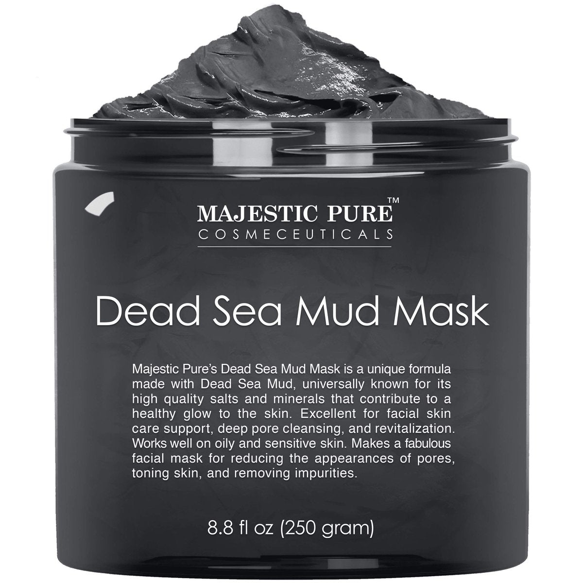 Majestic Pure Dead Sea Schlammmaske – natürliche Gesichts- und Hautpflege gegen verstopfte Poren, Akne und Mitesser – 250 g