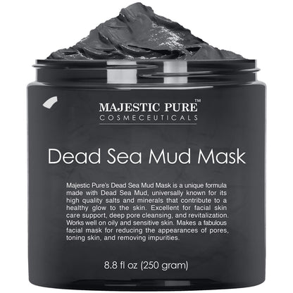Majestic Pure Dead Sea Schlammmaske – natürliche Gesichts- und Hautpflege gegen verstopfte Poren, Akne und Mitesser – 250 g