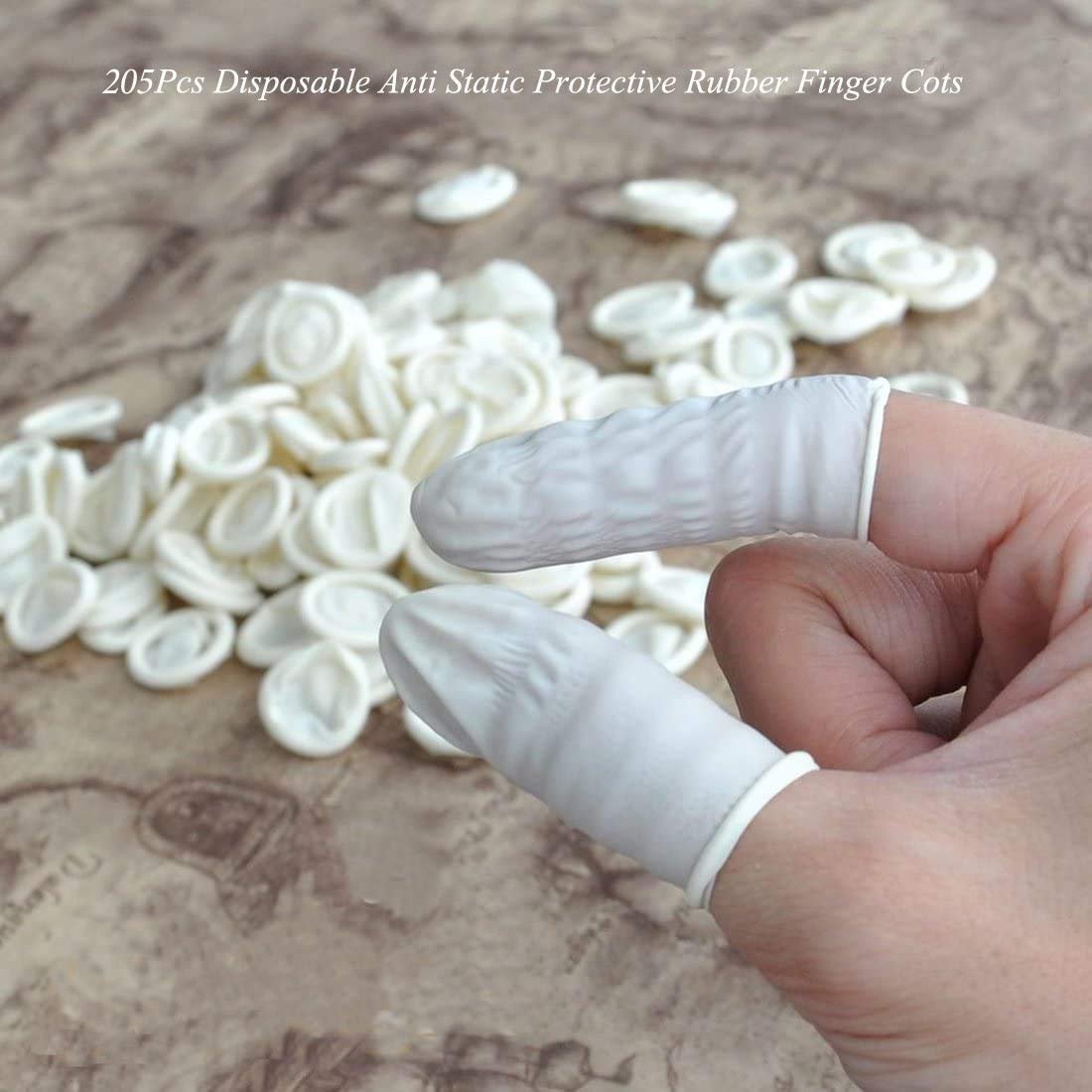 G2PLUS Einweg-Latex-Fingerlinge 140g (ca. 205 Stück) – Weiß, Fingerschutz für Kunst, Handwerk und Hygiene