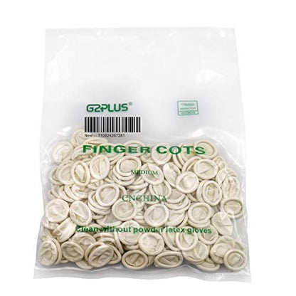 G2PLUS Einweg-Latex-Fingerlinge 140g (ca. 205 Stück) – Weiß, Fingerschutz für Kunst, Handwerk und Hygiene