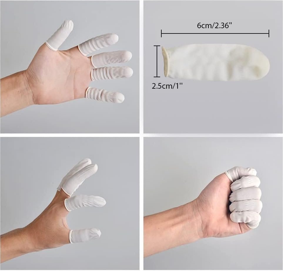 G2PLUS Einweg-Latex-Fingerlinge 140g (ca. 205 Stück) – Weiß, Fingerschutz für Kunst, Handwerk und Hygiene