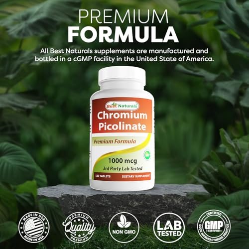 Best Naturals Chrompicolinat 1000 mcg – 120 Tabletten, hochdosiertes Mineralstoffpräparat