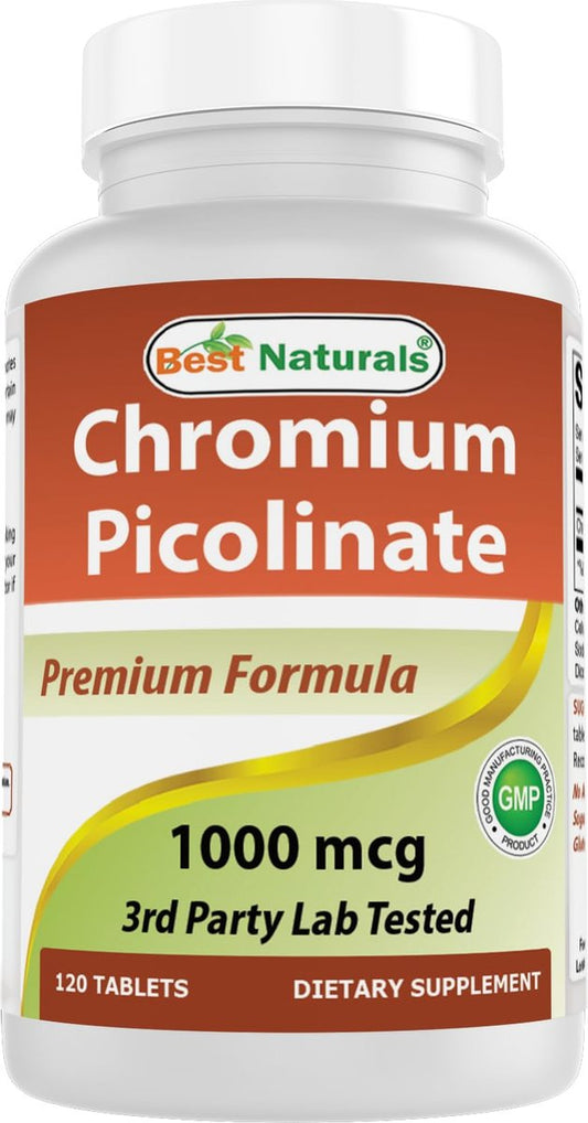 Best Naturals Chrompicolinat 1000 mcg – 120 Tabletten, hochdosiertes Mineralstoffpräparat