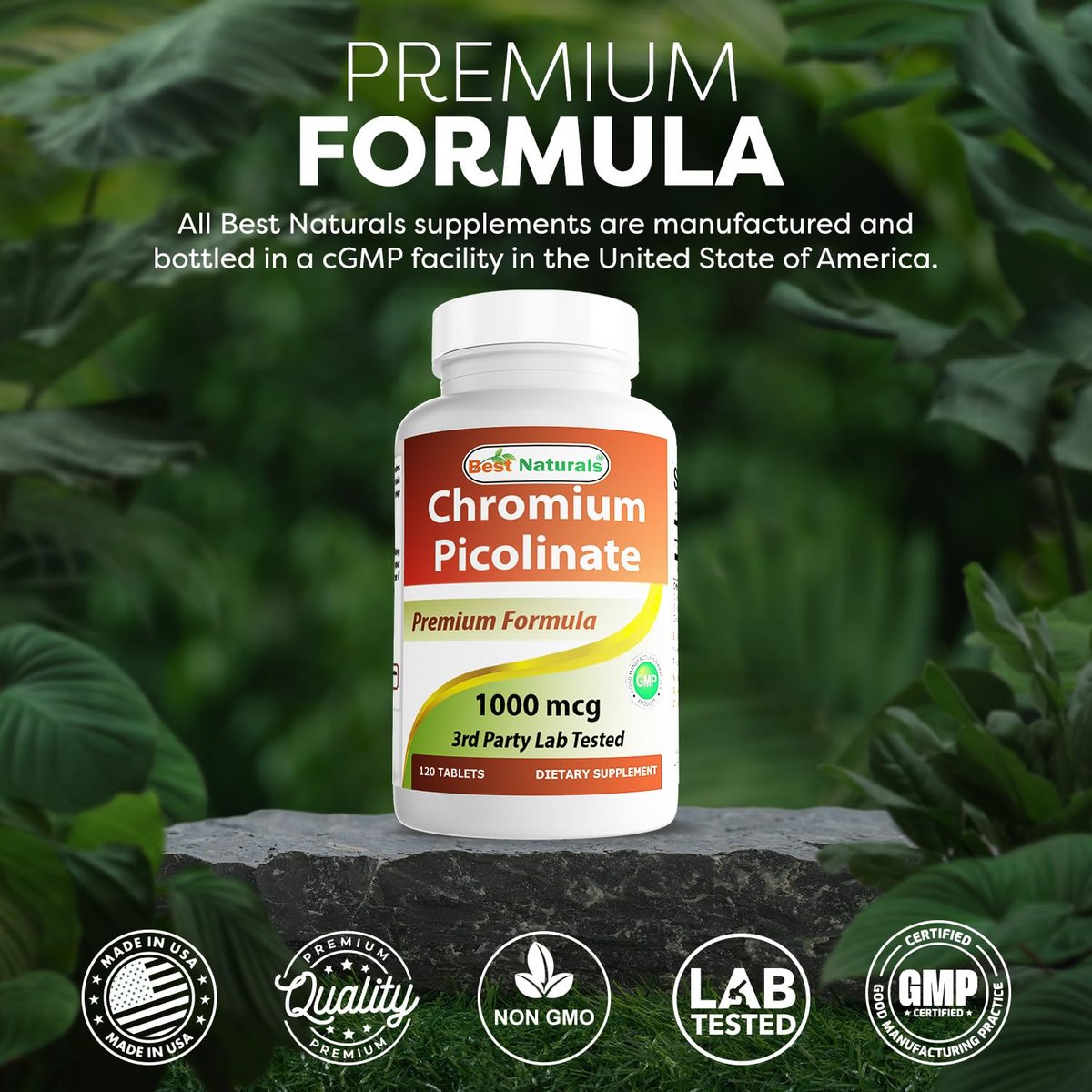 Best Naturals Chrompicolinat 1000 mcg – 120 Tabletten, hochdosiertes Mineralstoffpräparat