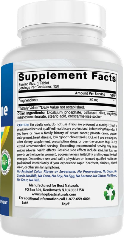 Best Naturals Pregnenolon 30 mg Tabletten, 120 Stück