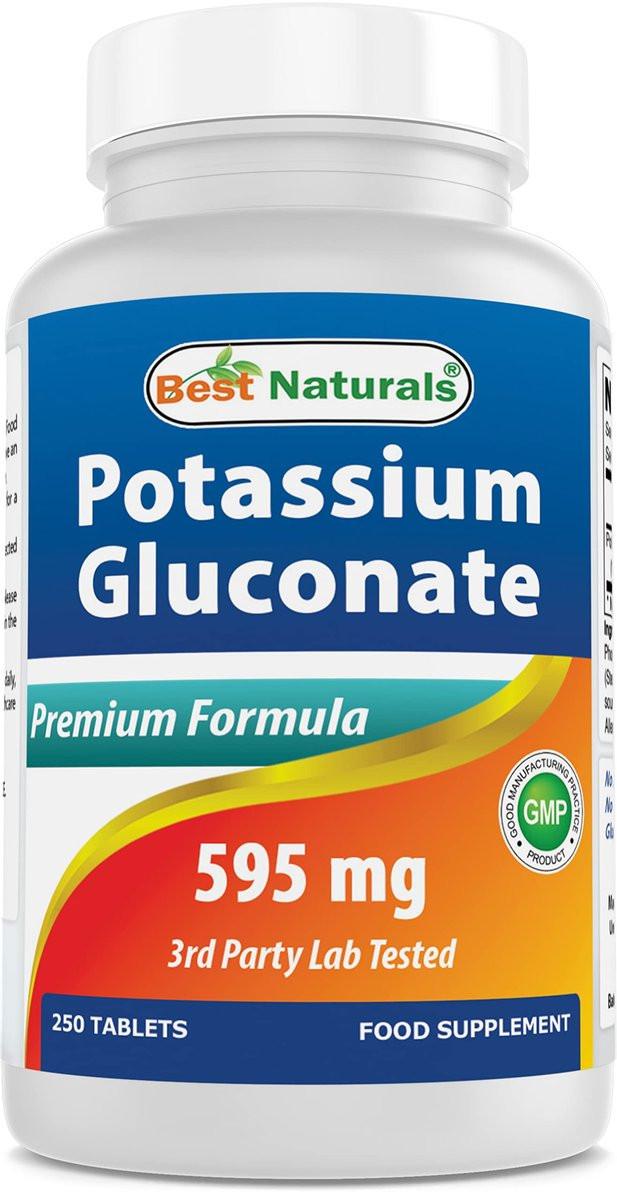 Best Naturals Kaliumgluconat 595 mg Tabletten – 250 Stück, Mineralstoffergänzung