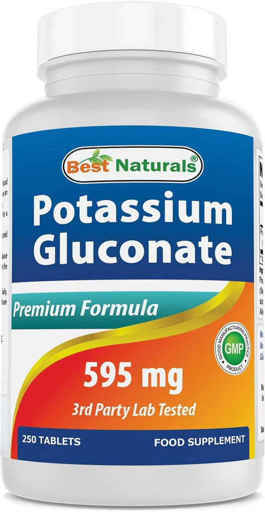 Best Naturals Kaliumgluconat 595 mg Tabletten – 250 Stück, Mineralstoffergänzung