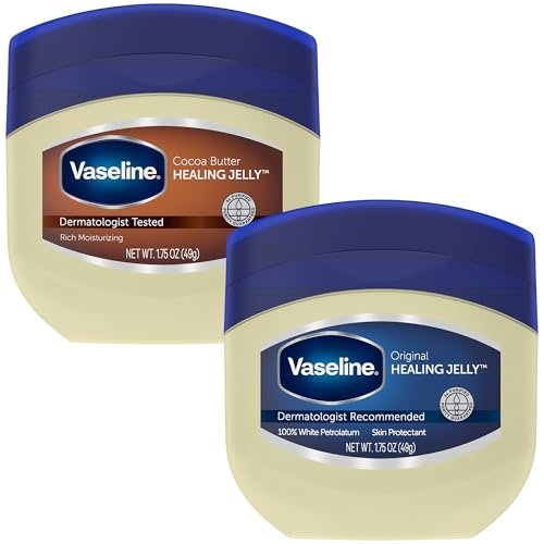 Vaseline Original & Kakaobutter Heilendes Gel Reiseset 2er-Pack – Reichhaltige Feuchtigkeitscreme, Hautschutzmittel zur Beruhigung rissiger, trockener Haut, 1,75 Oz pro Tube