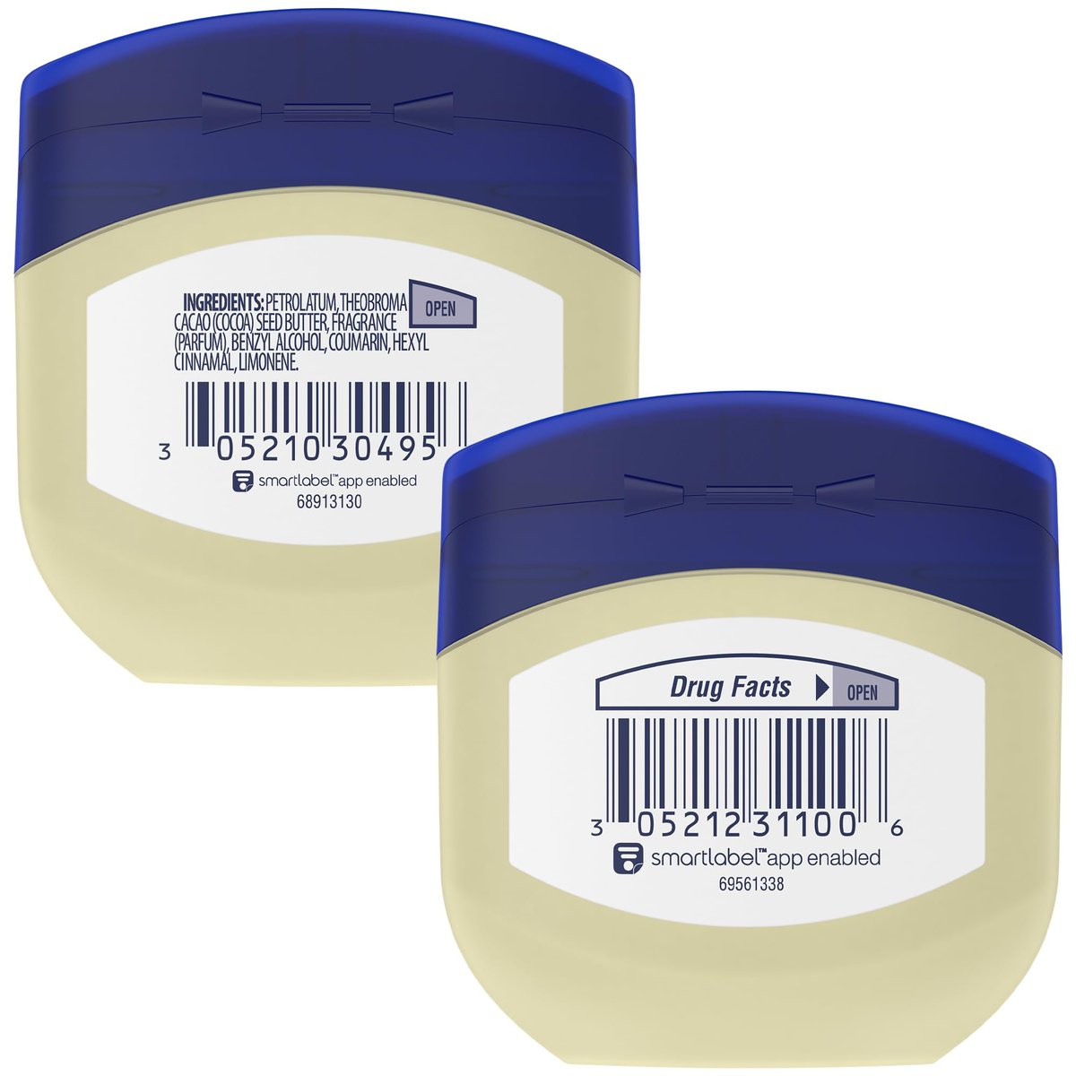 Vaseline Original & Kakaobutter Heilendes Gel Reiseset 2er-Pack – Reichhaltige Feuchtigkeitscreme, Hautschutzmittel zur Beruhigung rissiger, trockener Haut, 1,75 Oz pro Tube