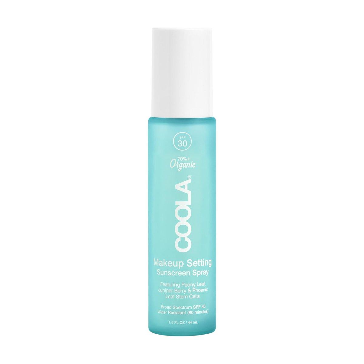 COOLA Bio-Makeup Setting Spray mit SPF 30 – Feuchtigkeitsspendender Make-up-Schutz & Sonnenschutz mit Gurke & Aloe Vera, dermatologisch getestet, alkoholfrei, 44 ml