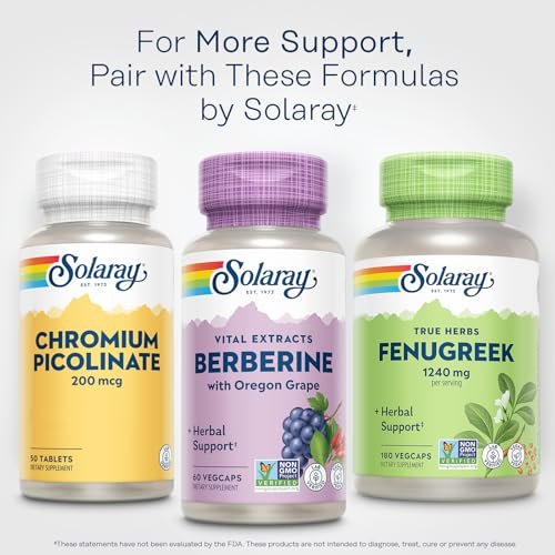 SOLARAY Berberin 250mg – Berberin Nahrungsergänzung für einen gesunden, aktiven Lebensstil – mit Berberin HCl aus Indischer Berberitze plus Oregon-Traube – Vegan, Nicht-GVO, 60-Tage-Garantie – 60 Portionen, 60 VegKaps