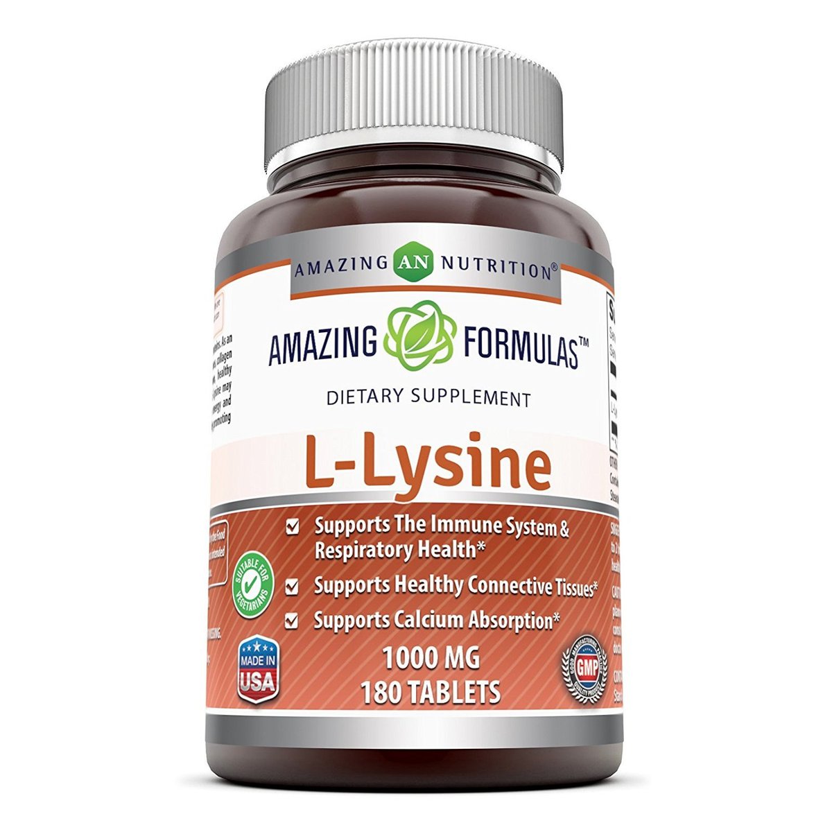 Amazing Formulas L-Lysin 1000 mg – 180 Tabletten – Aminosäurepräparat – Nicht-GVO – Glutenfrei – Hergestellt in den USA