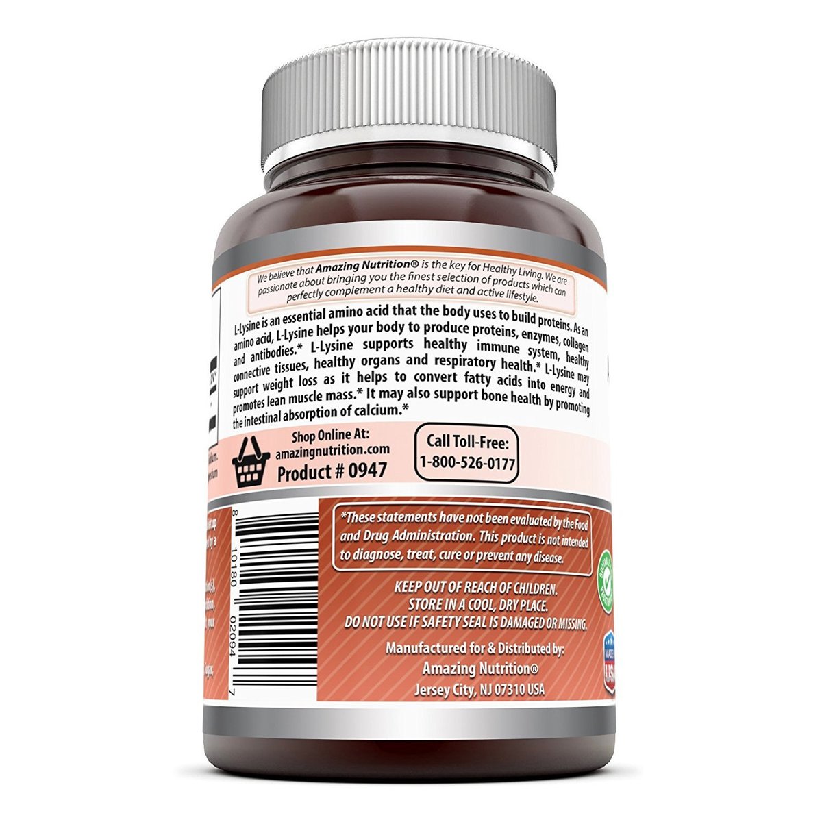 Amazing Formulas L-Lysin 1000 mg – 180 Tabletten – Aminosäurepräparat – Nicht-GVO – Glutenfrei – Hergestellt in den USA