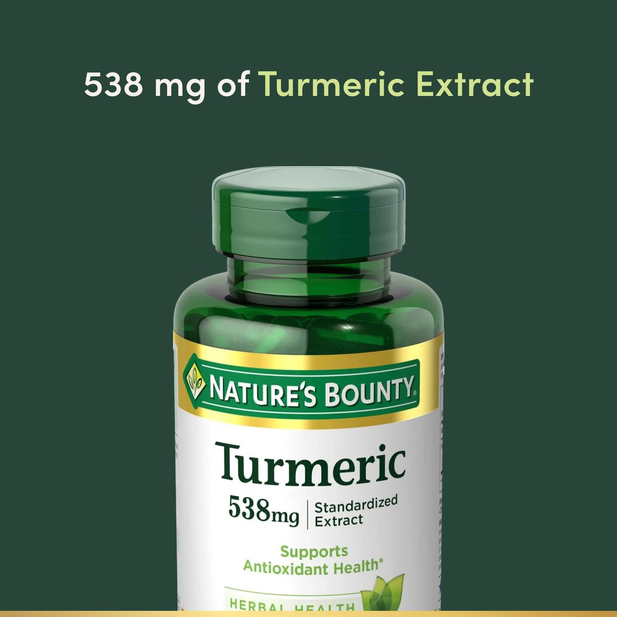 Nature's Bounty Kurkuma Kapseln – 538 mg pflanzliches Nahrungsergänzungsmittel für antioxidative Unterstützung, 45 Kapseln