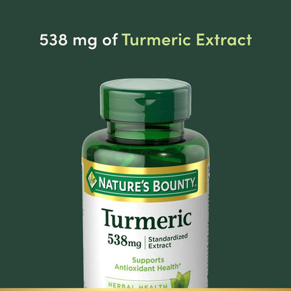 Nature's Bounty Kurkuma Kapseln – 538 mg pflanzliches Nahrungsergänzungsmittel für antioxidative Unterstützung, 45 Kapseln