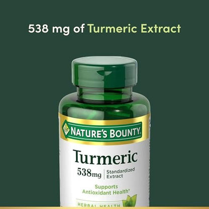 Nature's Bounty Kurkuma Kapseln – 538 mg pflanzliches Nahrungsergänzungsmittel für antioxidative Unterstützung, 45 Kapseln