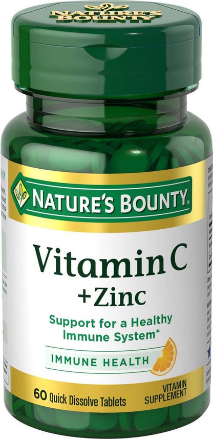 Nature's Bounty Vitamin C + Zink – 60 Tabletten zur Unterstützung des Immunsystems
