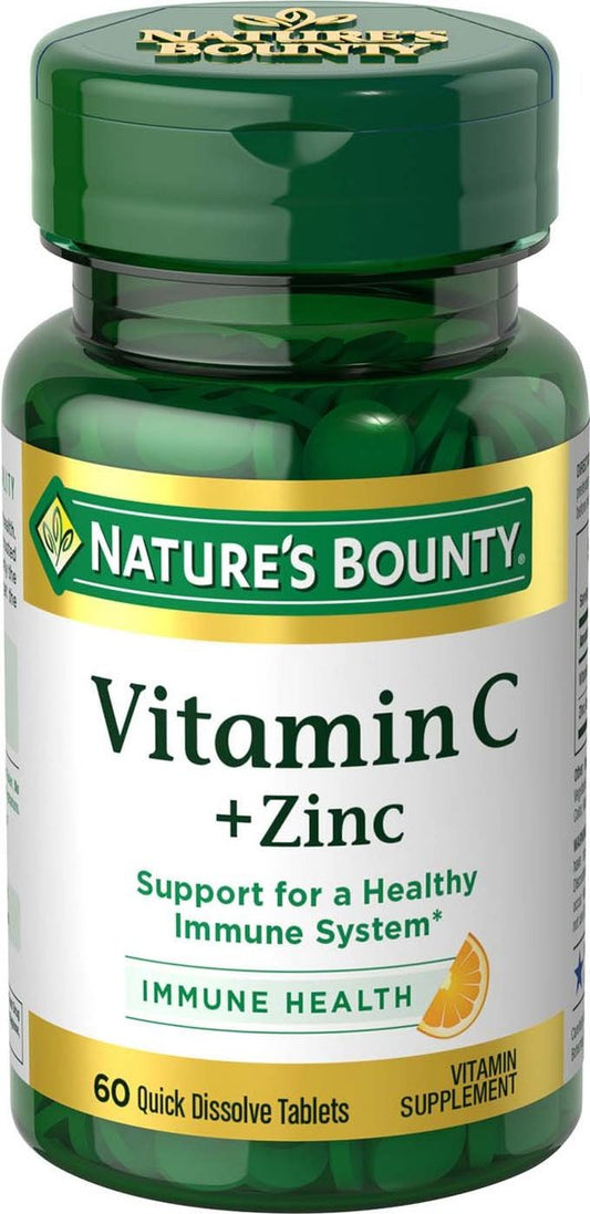 Nature's Bounty Vitamin C + Zink – 60 Tabletten zur Unterstützung des Immunsystems