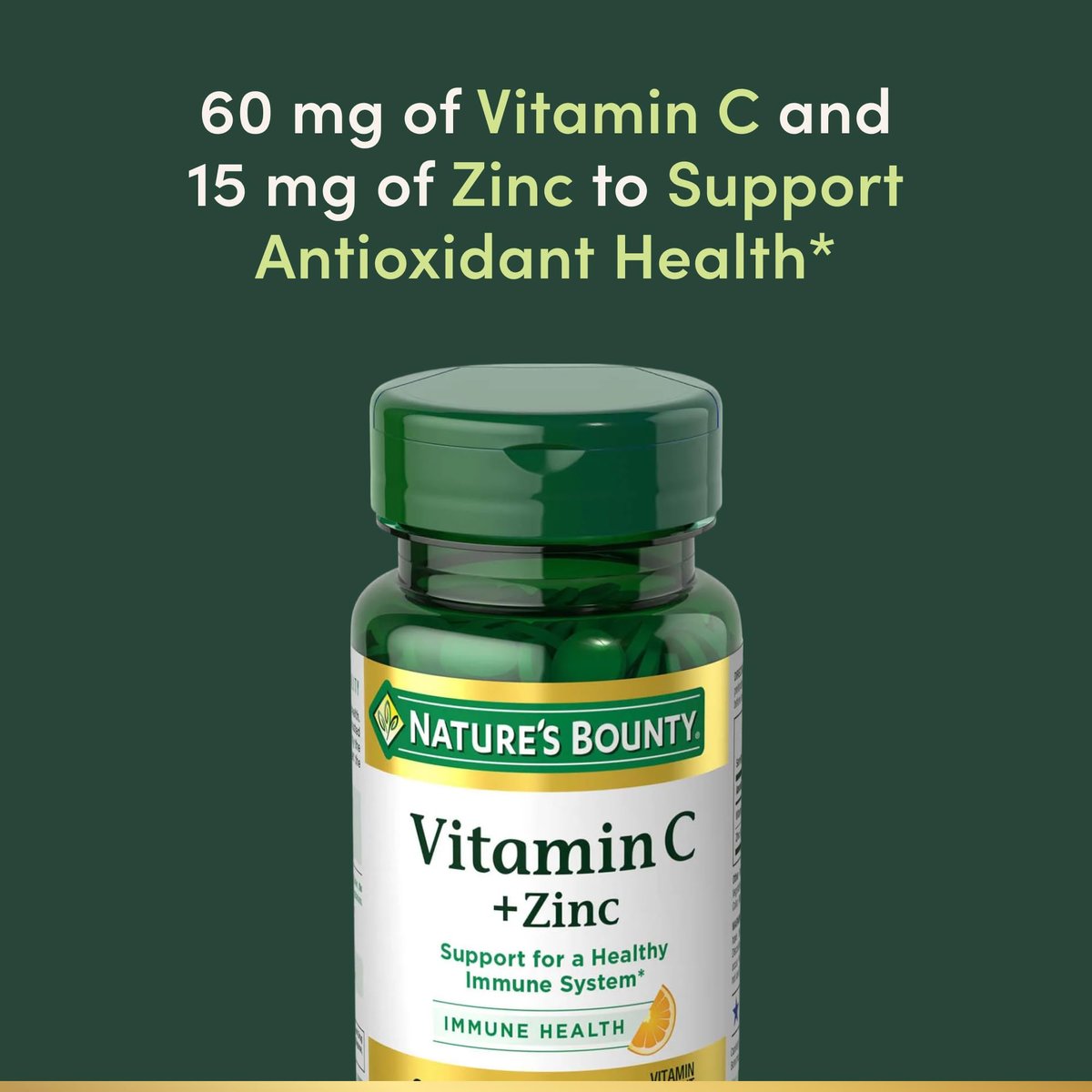 Nature's Bounty Vitamin C + Zink – 60 Tabletten zur Unterstützung des Immunsystems