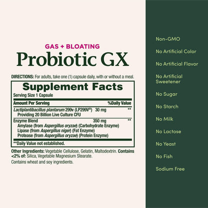 Nature's Bounty Probiotic GX – 25 Kapseln zur Unterstützung der Verdauung bei gelegentlichen Blähungen