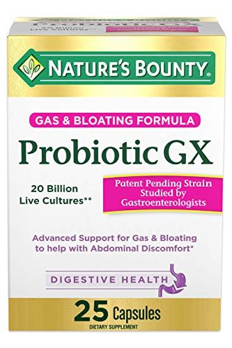 Nature's Bounty Probiotic GX – 25 Kapseln zur Unterstützung der Verdauung bei gelegentlichen Blähungen