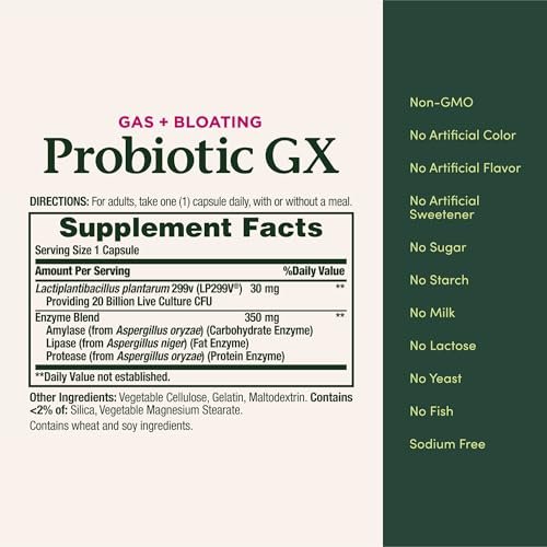 Nature's Bounty Probiotic GX – 25 Kapseln zur Unterstützung der Verdauung bei gelegentlichen Blähungen