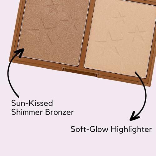 W7 Hollywood Bronze & Glow – Puder-Duo mit Schimmer-Bronzer und Highlighter für Konturierung und Hervorhebung, veganes Make-up
