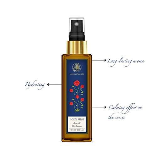 Forest Essentials Rosen- und Kardamom Körperspray, 100 ml – Natürlicher Duft für die Haut