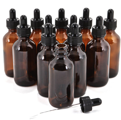 Vivaplex 12er-Pack Braune 60 ml Glasflaschen mit Glaspipetten