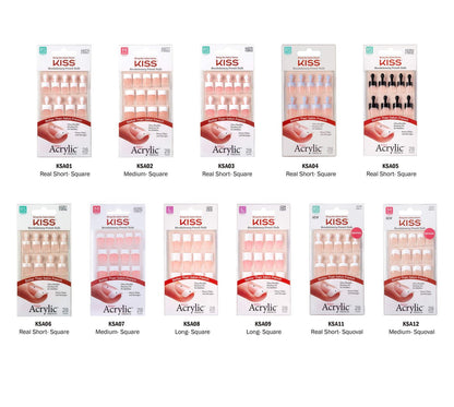 Kiss Salon Acrylic French Kit Sure Thing Medium – 28-teiliges Acryl-Set für professionelle French-Nägel