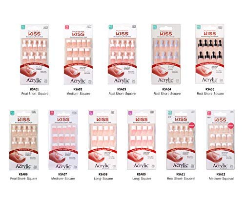 Kiss Salon Acrylic French Kit Sure Thing Medium – 28-teiliges Acryl-Set für professionelle French-Nägel