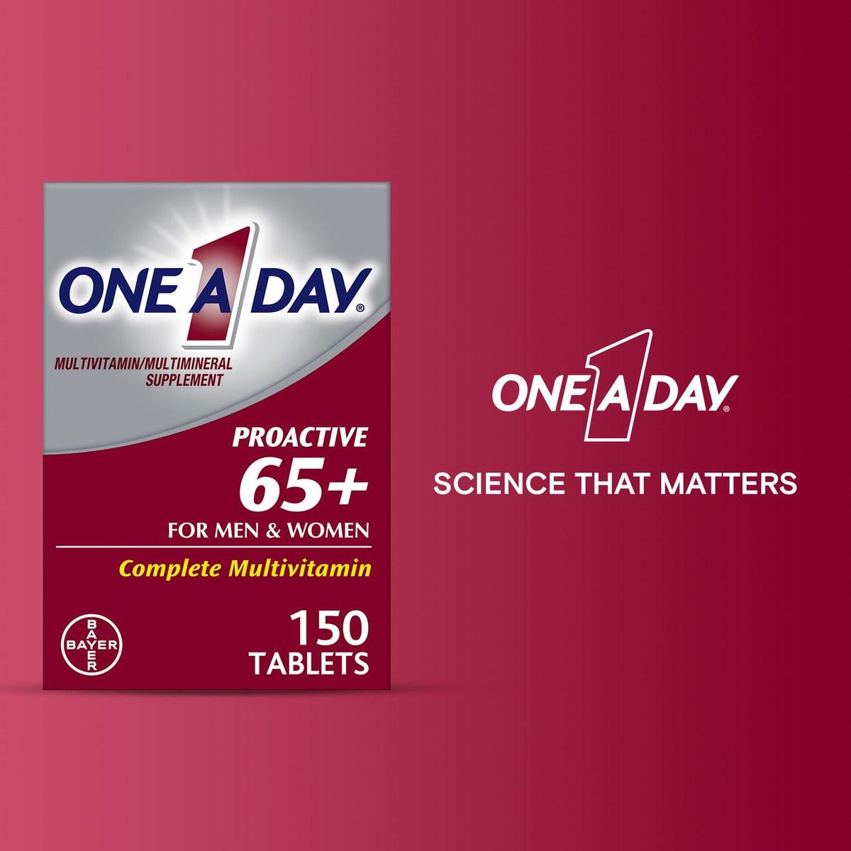 One A Day Proactive 65+ Multivitamin für Männer und Frauen, 150 Tabletten – Unterstützt Knochen- und Zellgesundheit mit Vitamin A, C, D, Zink, Calcium und Folsäure