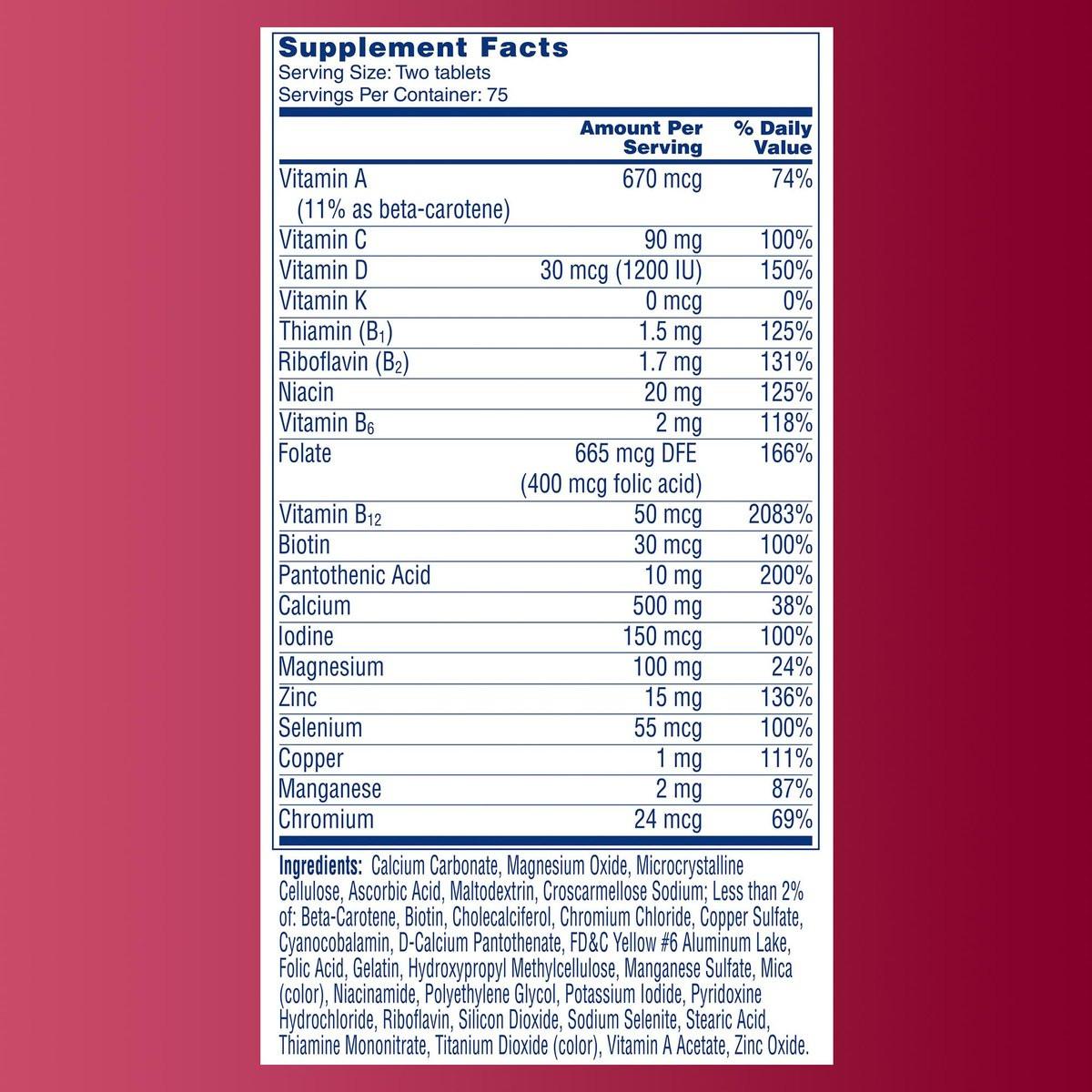 One A Day Proactive 65+ Multivitamin für Männer und Frauen, 150 Tabletten – Unterstützt Knochen- und Zellgesundheit mit Vitamin A, C, D, Zink, Calcium und Folsäure