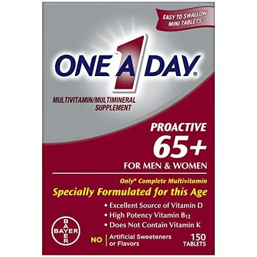 One A Day Proactive 65+ Multivitamin für Männer und Frauen, 150 Tabletten – Unterstützt Knochen- und Zellgesundheit mit Vitamin A, C, D, Zink, Calcium und Folsäure