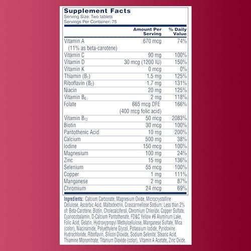 One A Day Proactive 65+ Multivitamin für Männer und Frauen, 150 Tabletten – Unterstützt Knochen- und Zellgesundheit mit Vitamin A, C, D, Zink, Calcium und Folsäure