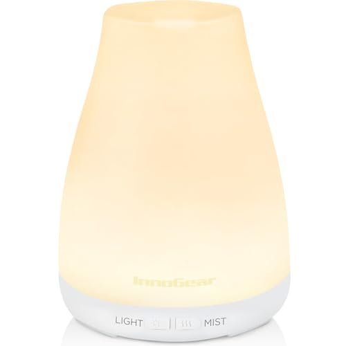 InnoGear Ultraschall Aromatherapie Diffuser für ätherische Öle, 7 Farben LED, 2 Nebelmodi, Auto-Abschaltung, Basic White