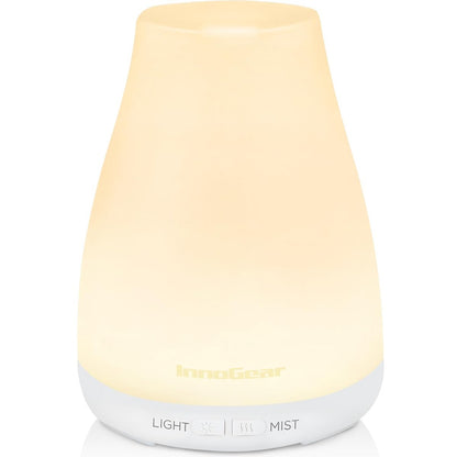 InnoGear Ultraschall Aromatherapie Diffuser für ätherische Öle, 7 Farben LED, 2 Nebelmodi, Auto-Abschaltung, Basic White