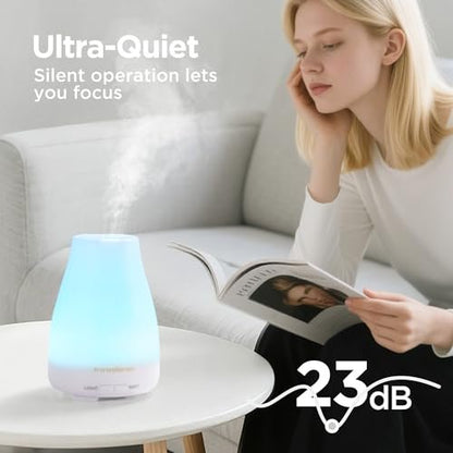 InnoGear Ultraschall Aromatherapie Diffuser für ätherische Öle, 7 Farben LED, 2 Nebelmodi, Auto-Abschaltung, Basic White