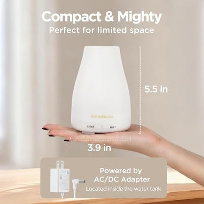 InnoGear Ultraschall Aromatherapie Diffuser für ätherische Öle, 7 Farben LED, 2 Nebelmodi, Auto-Abschaltung, Basic White