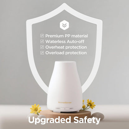 InnoGear Ultraschall Aromatherapie Diffuser für ätherische Öle, 7 Farben LED, 2 Nebelmodi, Auto-Abschaltung, Basic White