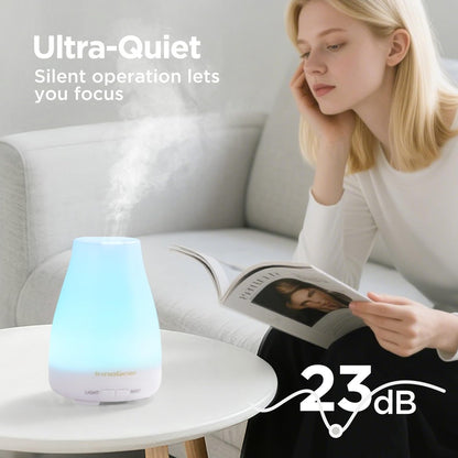 InnoGear Ultraschall Aromatherapie Diffuser für ätherische Öle, 7 Farben LED, 2 Nebelmodi, Auto-Abschaltung, Basic White