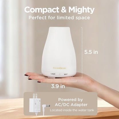 InnoGear Ultraschall Aromatherapie Diffuser für ätherische Öle, 7 Farben LED, 2 Nebelmodi, Auto-Abschaltung, Basic White