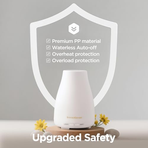 InnoGear Ultraschall Aromatherapie Diffuser für ätherische Öle, 7 Farben LED, 2 Nebelmodi, Auto-Abschaltung, Basic White