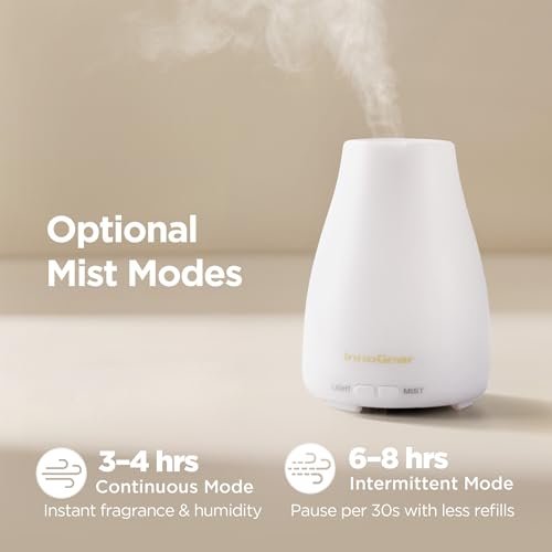 InnoGear Ultraschall Aromatherapie Diffuser für ätherische Öle, 7 Farben LED, 2 Nebelmodi, Auto-Abschaltung, Basic White