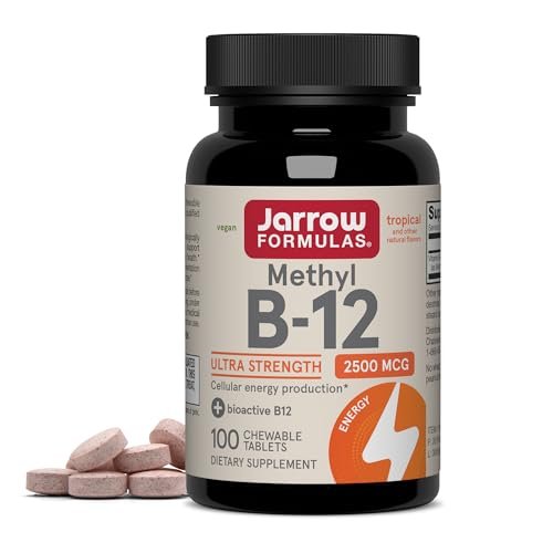 Jarrow Formulas Methyl Vitamin B12 2500 mcg – 100 Kautabletten, tropischer Geschmack – Bioaktives Vitamin B12 für Energieproduktion, Gehirngesundheit & Stoffwechsel