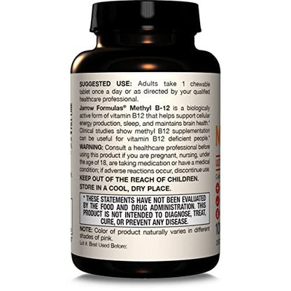 Jarrow Formulas Methyl Vitamin B12 2500 mcg – 100 Kautabletten, tropischer Geschmack – Bioaktives Vitamin B12 für Energieproduktion, Gehirngesundheit & Stoffwechsel