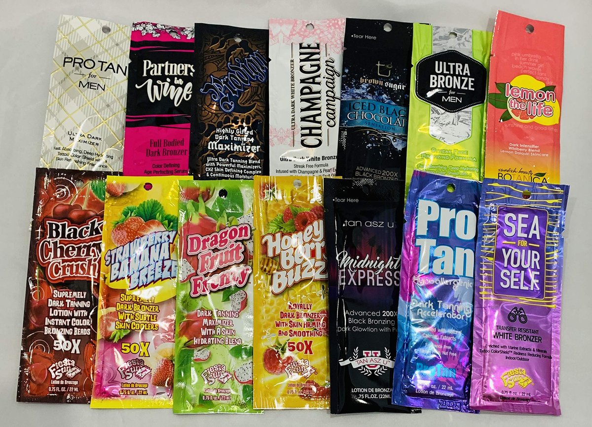 10 Probepackungen Indoor Tanningslotion – Sortiert für mittlere bis tiefe Bräune, Glutenfrei