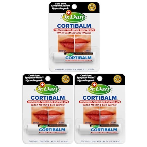 Dr. Dan's Cortibalm - 3er Pack - Heilender Lippenbalsam für trockene, rissige Lippen - Für Männer, Frauen und Kinder