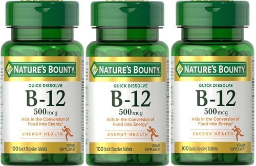 Nature's Bounty B-12 Schnell lösliche Tabletten 500 mcg, 300 Tabletten (3 x 100 Stück)